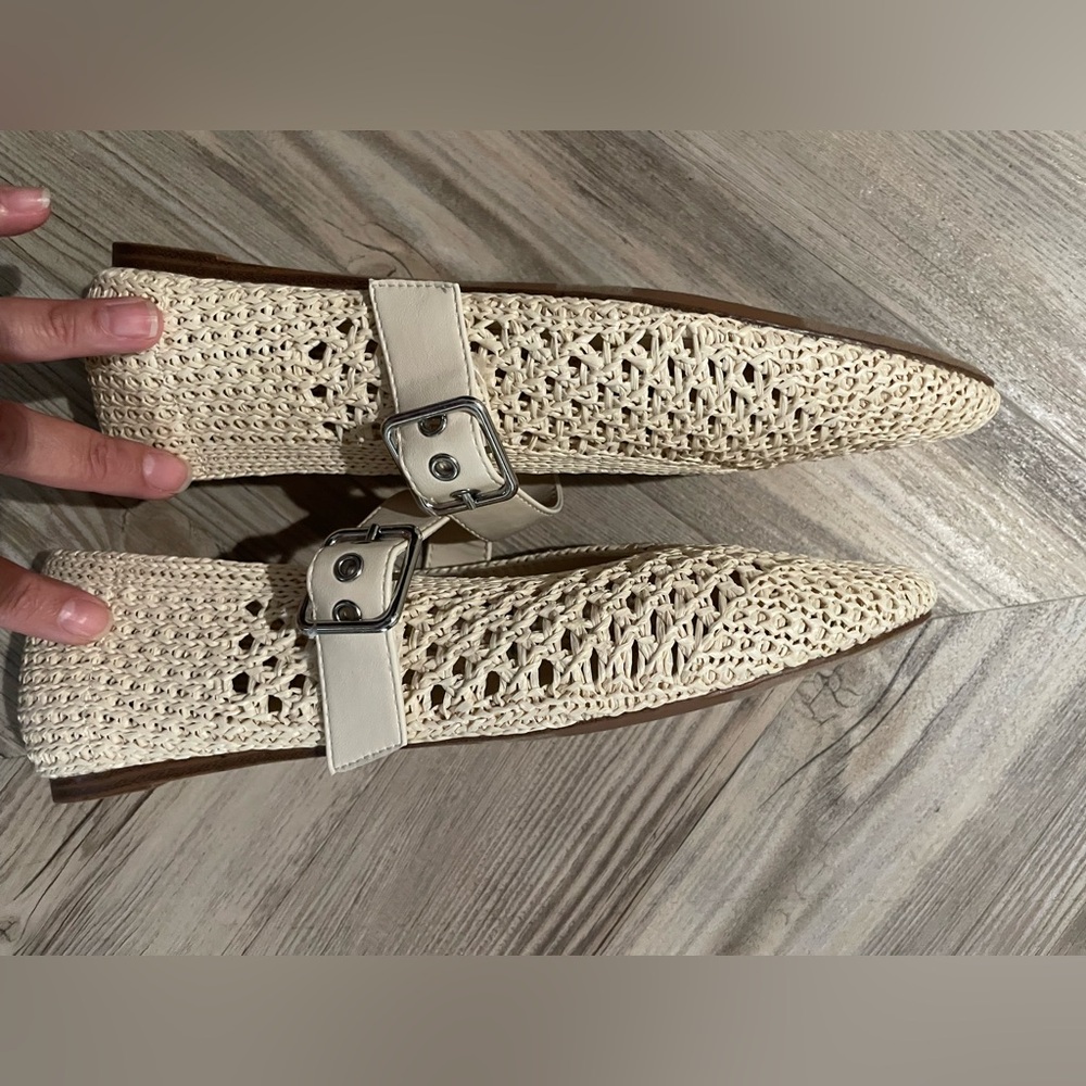 Woven Crochet Mary Jane Flats in Cream - Picture 6 of 8